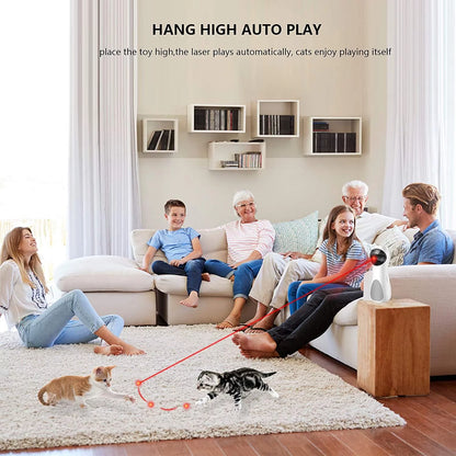 Automatic Cat Laser Toy, Interactive Pet Laser Toys for Indoor Cats and Kittens, 5 Random Patterns, USB Charging or Battery Powered, Random Rotating Light Pet Toy