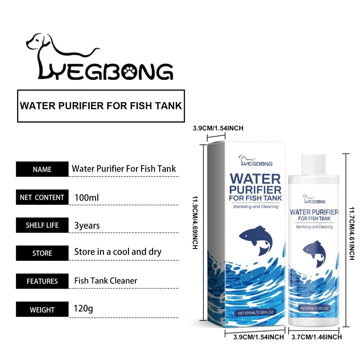 Yebang Fish Tank Water Clarifier Aquarium Water Clarifier Household Fish Tank Decontamination Cleaner