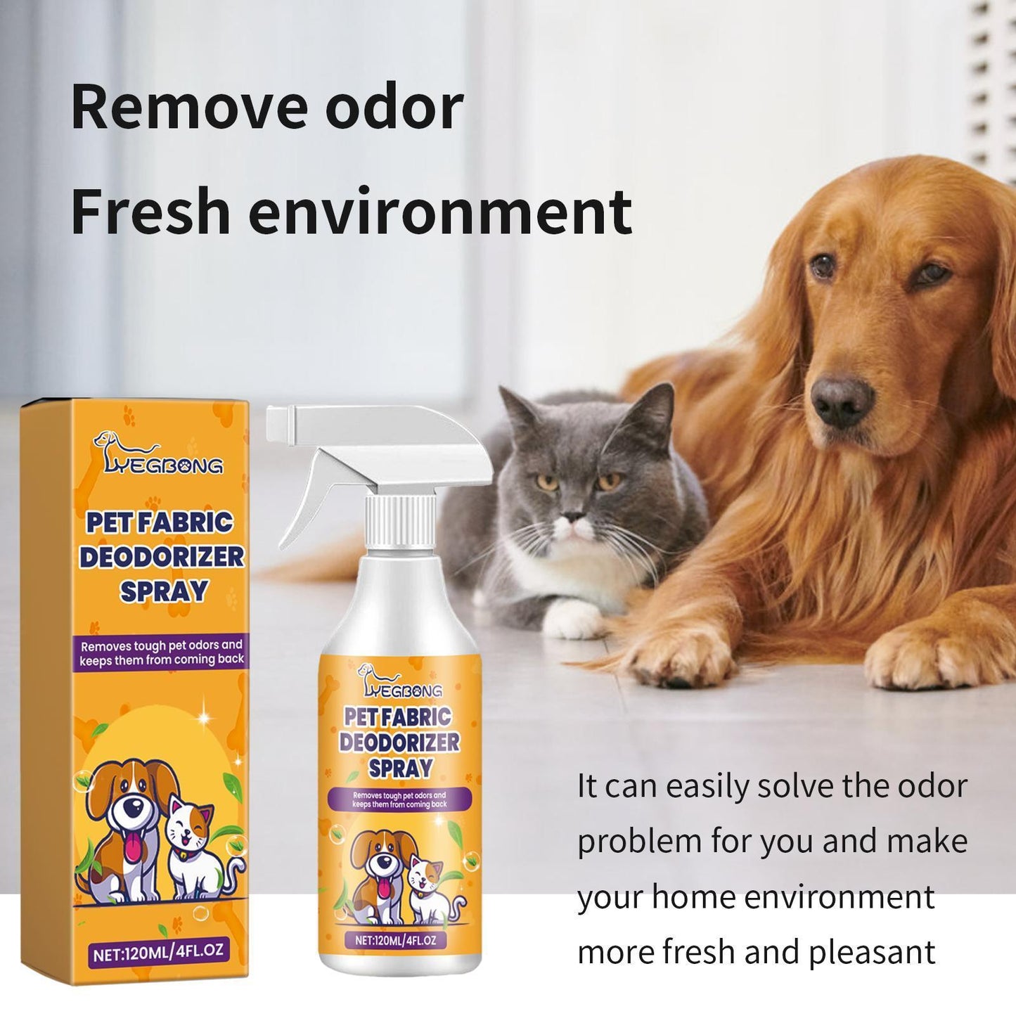 🐾 YEBANG™ Pet Fabric Deodorizer Spray  Eliminate Pet Odors Instantly. Love Your Home Again.