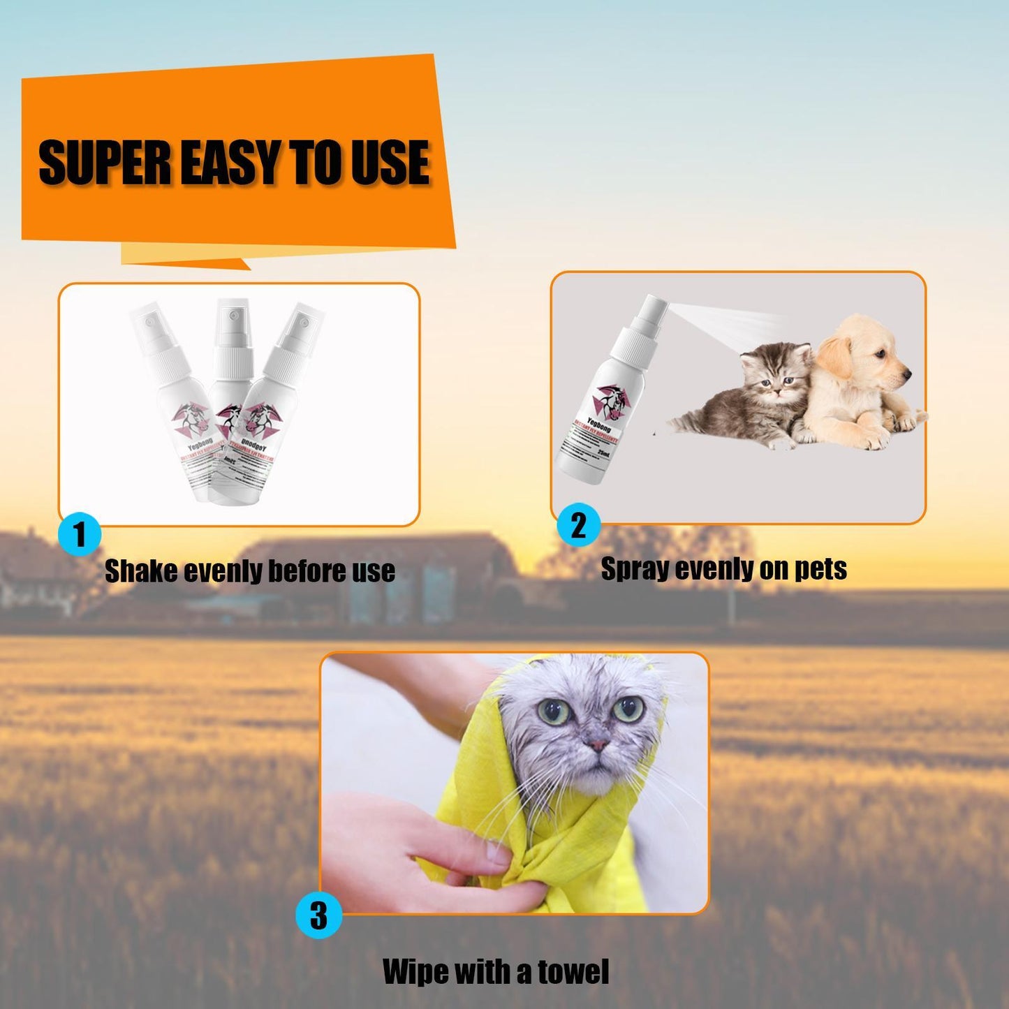 Yegebang Pet Deworming, Flea And Tick Removal, Itching Spray For Cats And Dogs