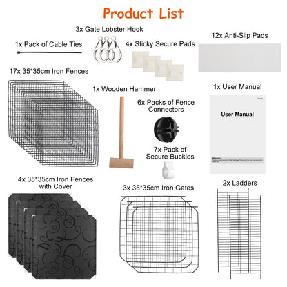 3 Tier Cat Playpen Cage Metal Indoor Cat House Detachable Kitten House With 3 Doors 2 Ladders Large Cat Exercise Place For 1-2 Cats Black