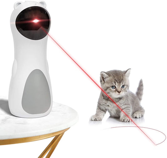 Automatic Cat Laser Toy, Interactive Pet Laser Toys for Indoor Cats and Kittens, 5 Random Patterns, USB Charging or Battery Powered, Random Rotating Light Pet Toy